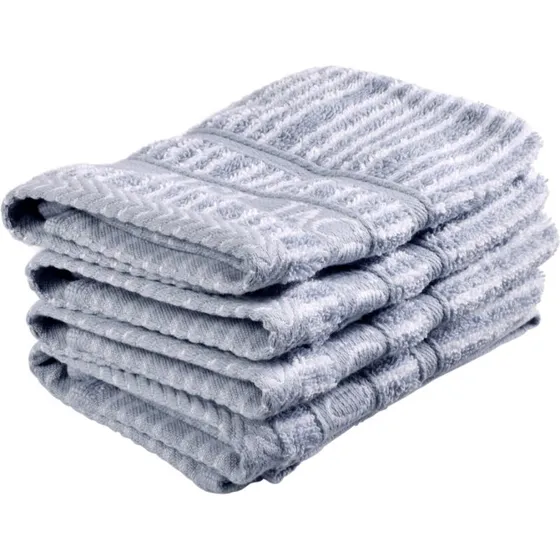 Vaskeklud sæt 4 stk - Støvet blå striber, 100% bomuld