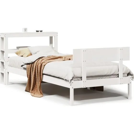 Sengeramme 90x200 cm i massivt fyrretræ - hvid