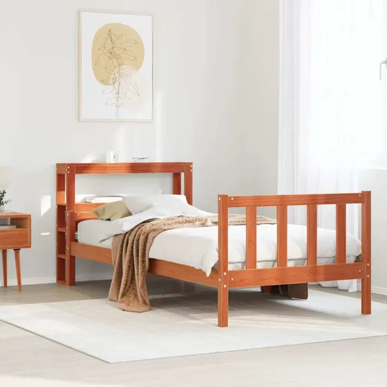 Sengeramme med sengegavl 75x190 cm i massivt fyrretræ