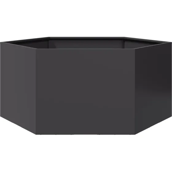 Sekskantet plantekasse i stål 104x90x45 cm - sort