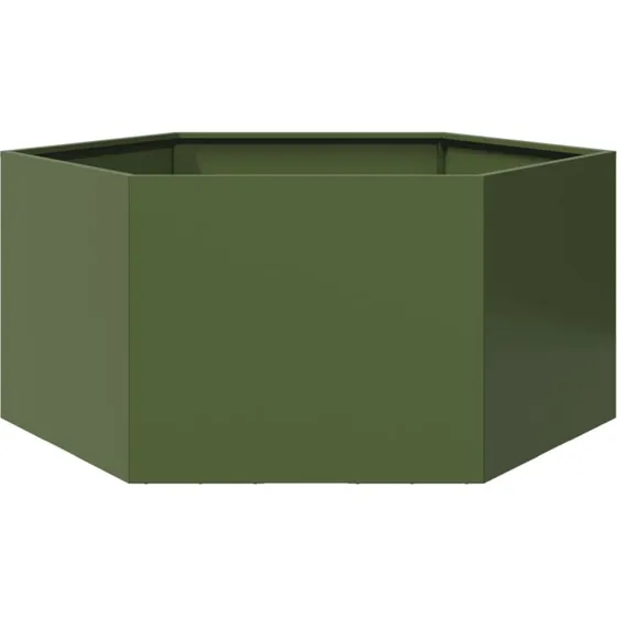Sekskantet plantekasse i stål 104x90x45 cm – olivengrøn