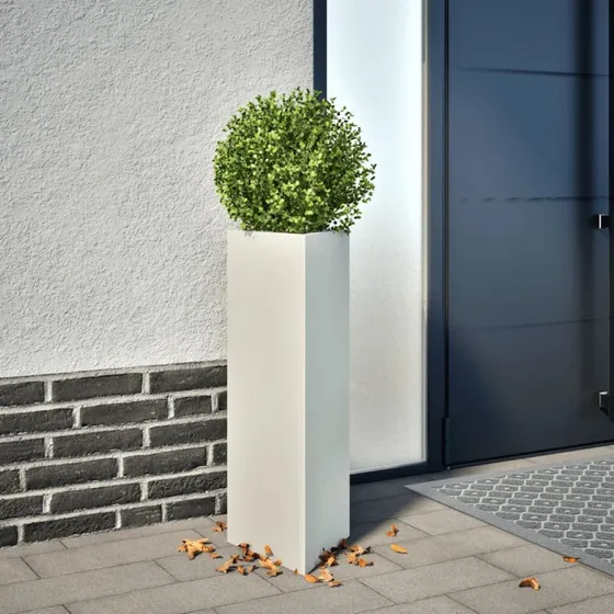 Trekantet plantekrukke i stål 30x26x75 cm – hvid