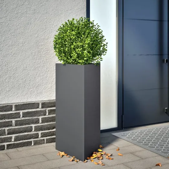 Trekantet plantekasse 2 stk. 40x34,5x70 cm - Antracit stål