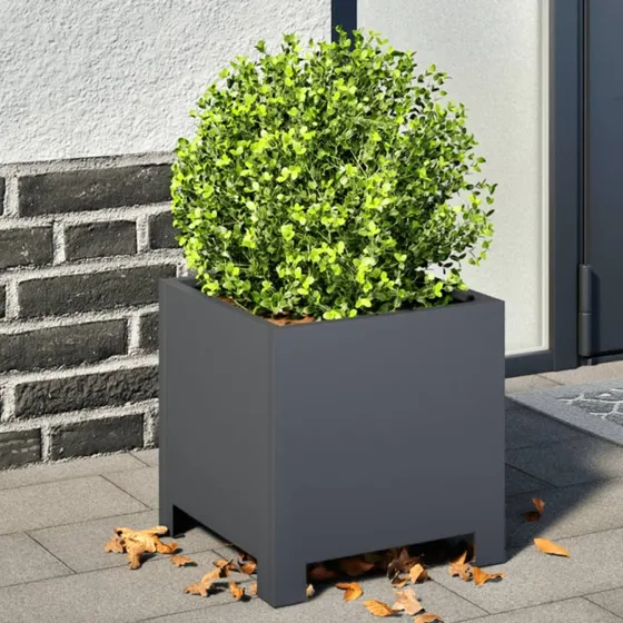 Plantekasse i stål 30x30x30 cm – antracitgrå