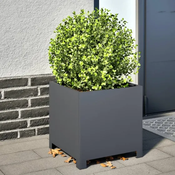 Stål plantekrukker 2 stk. 40x40x40 cm - Antracit