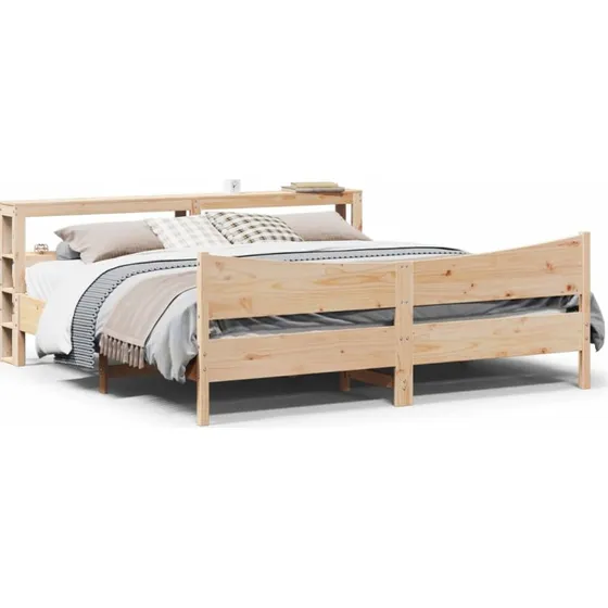 Sengeramme 200x200 cm i massivt fyrretræ med gavl