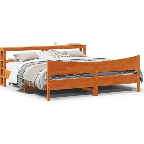 Sengeramme 180x200 cm i massivt fyrretræ med sengegavl