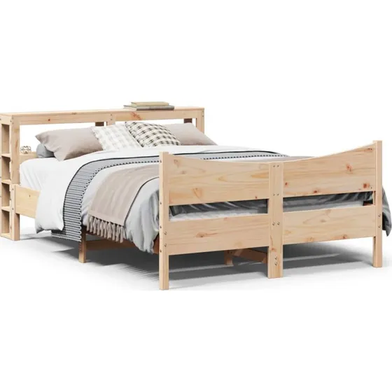 Sengeramme 120x200 cm i massivt fyrretræ med sengegavl, hvid