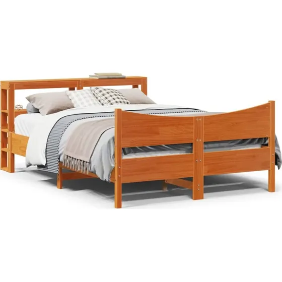 Sengeramme med sengegavl 135x190 cm i massivt fyrretræ