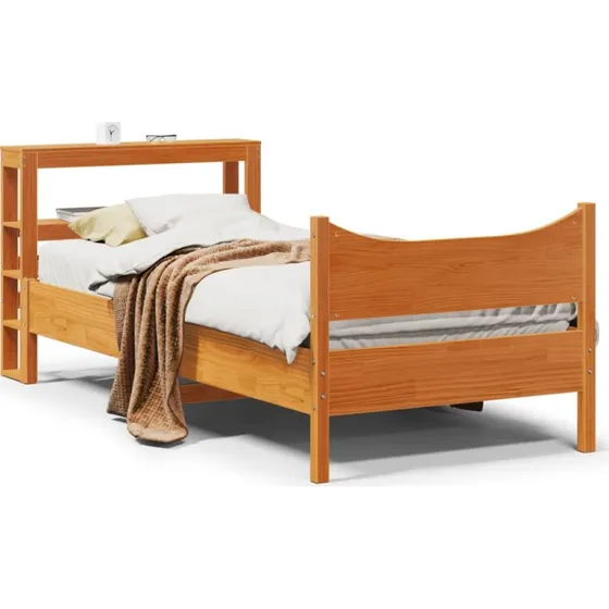 Sengeramme 75x190 cm i massivt fyrretræ, gyldenbrun