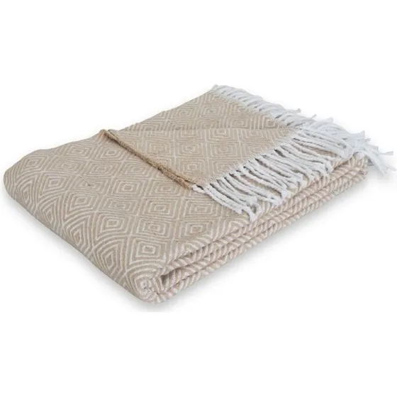 Nordstrand Home Plaid 130x200 cm - Mocca/hvid 60% bomuld