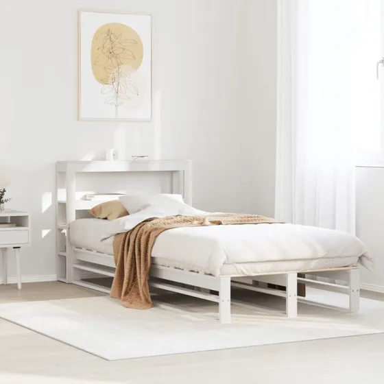 Sengeramme 75x190 cm i massivt fyrretræ - hvid