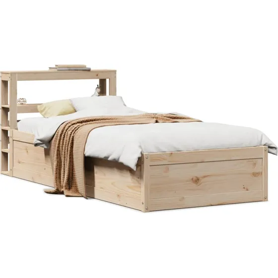 Sengeramme med sengegavl 75x190 cm i massivt fyrretræ