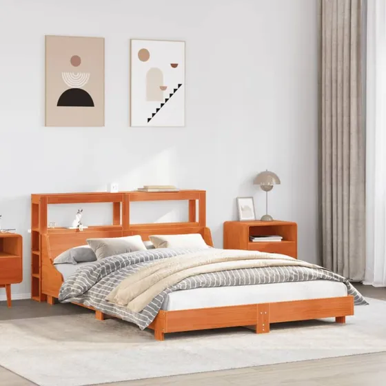 Sengeramme 120x200 cm i massivt fyrretræ – gyldenbrun