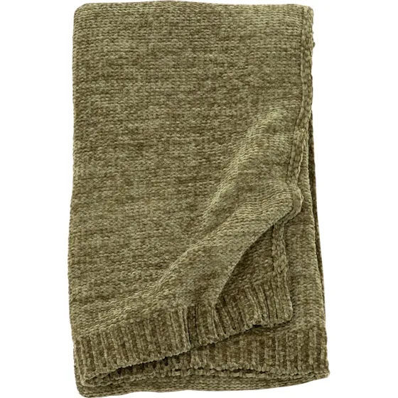Ally Plaid 130x170 cm – Mosgrøn chenille