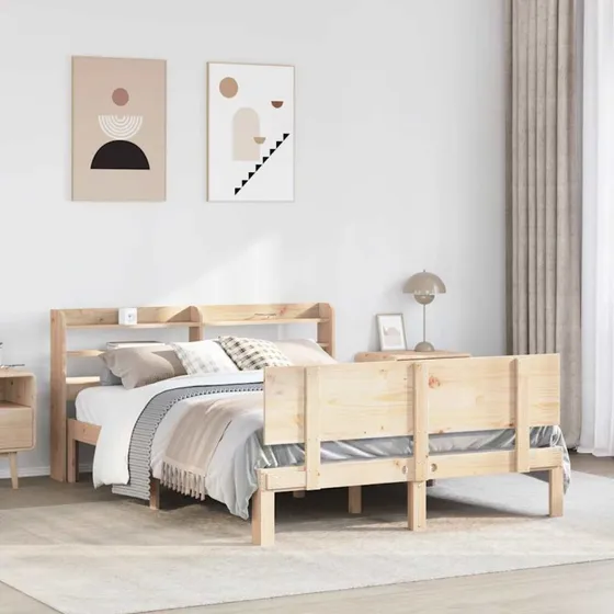 Sengeramme 160x200 cm i massivt fyrretræ med sengegavl