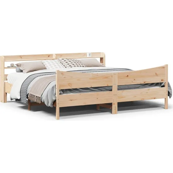 Sengeramme 200x200 cm i massivt fyrretræ med sengegavl