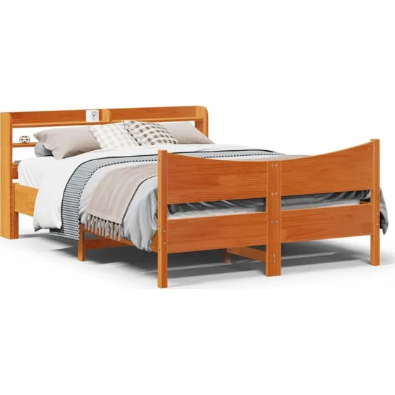 Sengeramme i massivt fyrretræ med sengegavl 140x190 cm