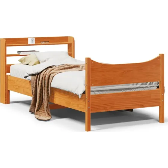 Sengeramme 75x190 cm i massivt fyrretræ med sengegavl