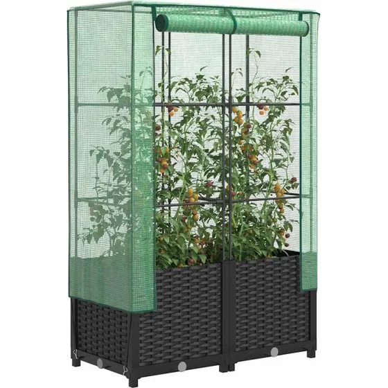 Højbed med drivhusovertræk 80×40×138 cm – rattan-look