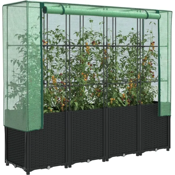 Hjbed med drivhusovertrk rattan-look 160x40x153 cm