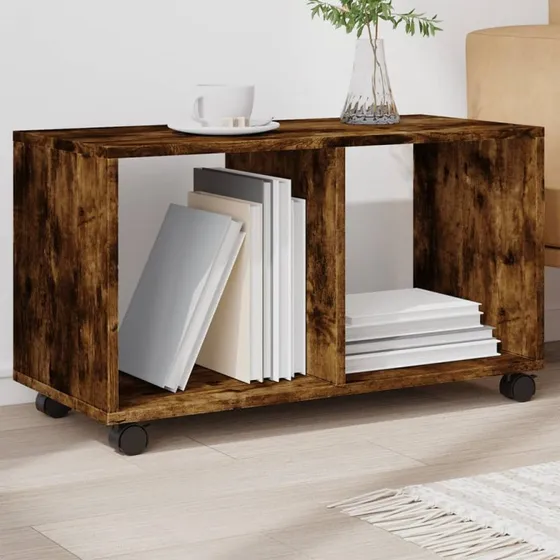 Rullebord 72x33x42,5 cm i konstrueret træ, røget egetræ