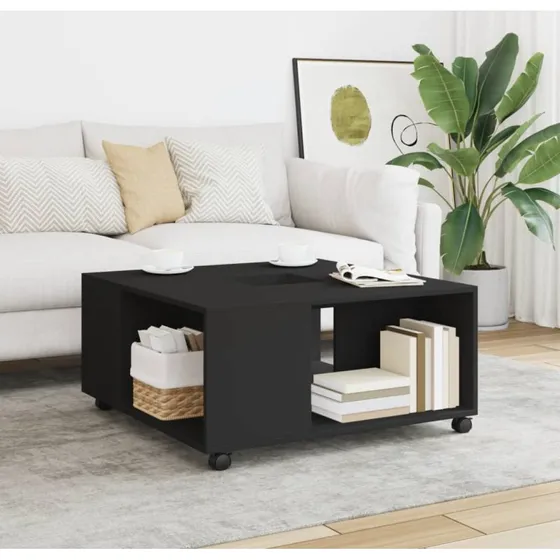 Sofabord 80x80x40 cm i sort konstrueret tr