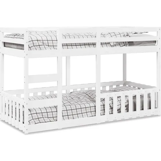 Køjeseng 90x200 cm i massivt fyrretræ - hvid