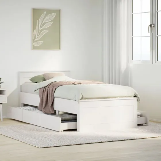 Sengeramme i massivt fyrretræ 90x200 cm med sengegavl