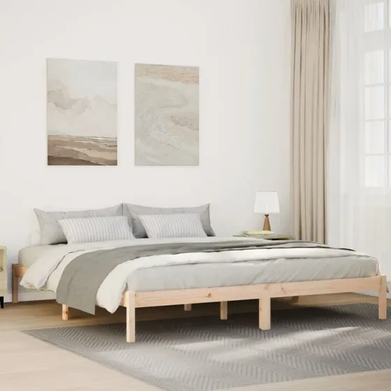 Sengeramme i massivt fyrretræ 180x210 cm – ekstra lang