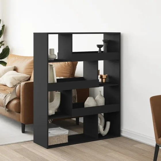 Rumdeler reol 100x33x125,5 cm sort - konstrueret træ