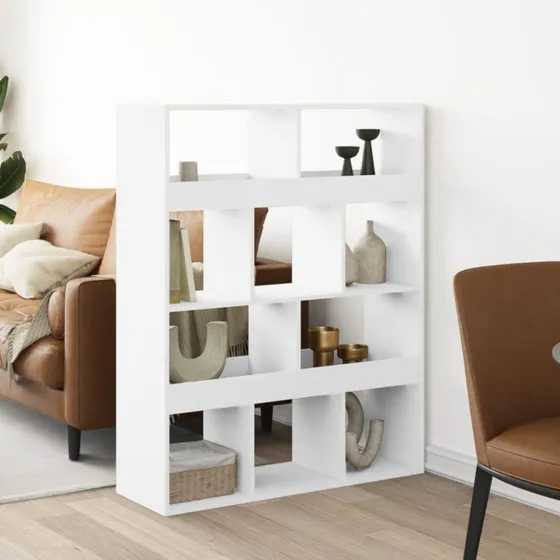 Rumdeler/reol 100x33x125,5 cm i hvidt konstrueret træ