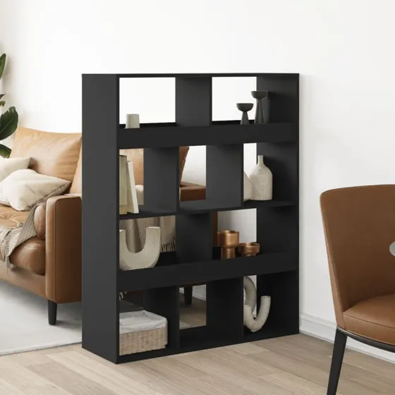 Rumdeler reol 100x33x125,5 cm - sort konstrueret træ