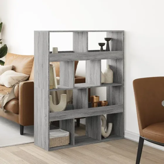 Rumdeler/reol 100x33x125,5 cm i grå Sonoma-eg