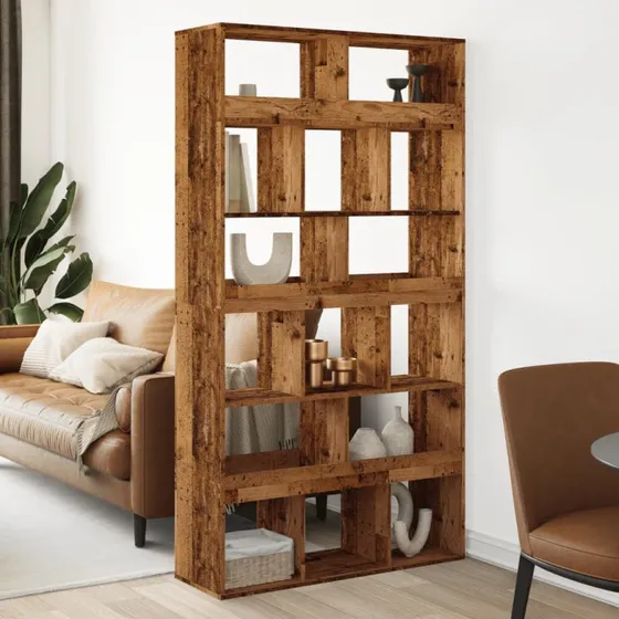 Rumdeler/reol 100x33x187,5 cm i konstrueret antiktræ