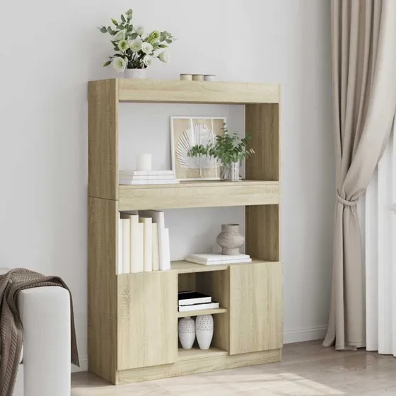 Reol 92x33x140 cm i konstrueret træ - Sonoma-eg