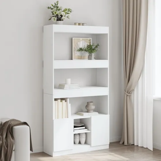 Hvid reol 92x33x180 cm i konstrueret træ