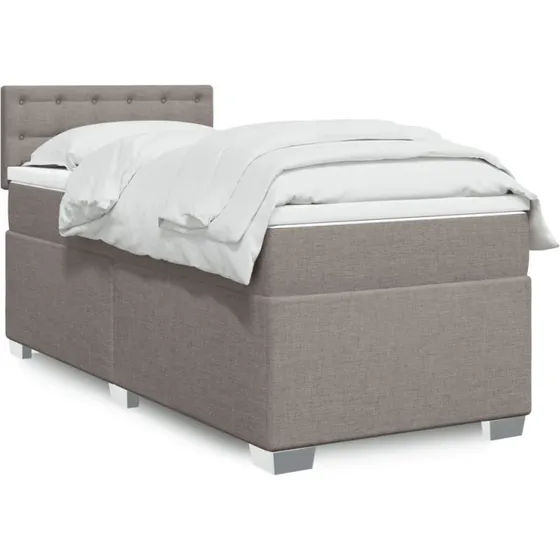 Kontinentalseng 90x190 cm med madras - gråbrun stof