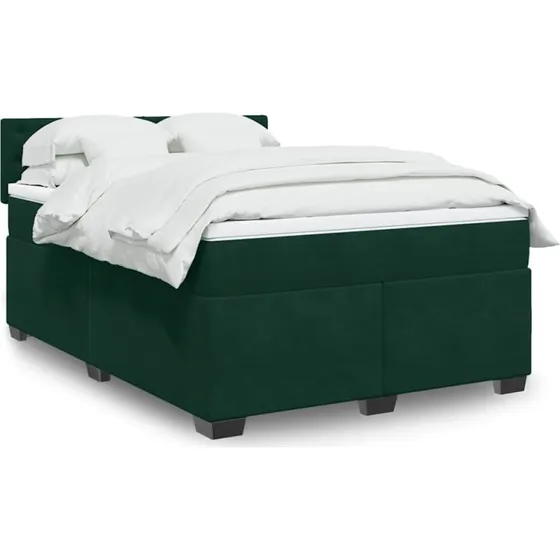 Kontinentalseng 140x190 cm med madras – fløjl mørkegrøn