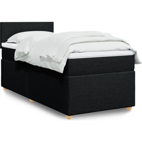 Kontinentalseng 90x200 cm med pocket-madras, sort stof
