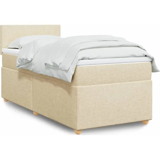 Kontinentalseng 90x190 cm i creme polyester med pocketmadras
