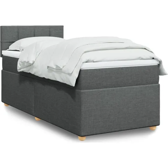 Kontinentalseng 90x190 cm med pocketmadras – mørkegrå