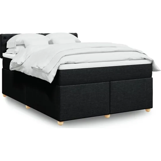 Kontinentalseng med madras 140x190 cm – sort stof