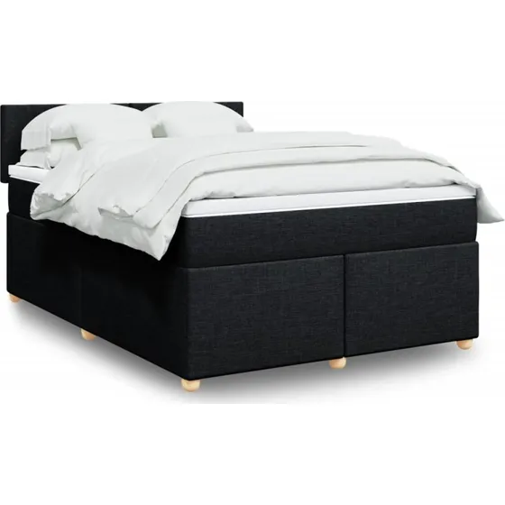 Kontinentalseng 160x200 cm med pocket-madras, sort stof