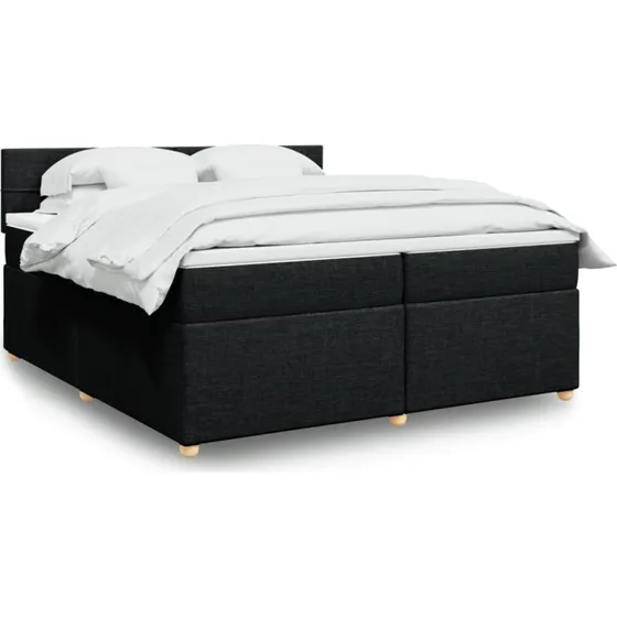 Kontinentalseng 200x200 cm i sort stof med pocketmadras