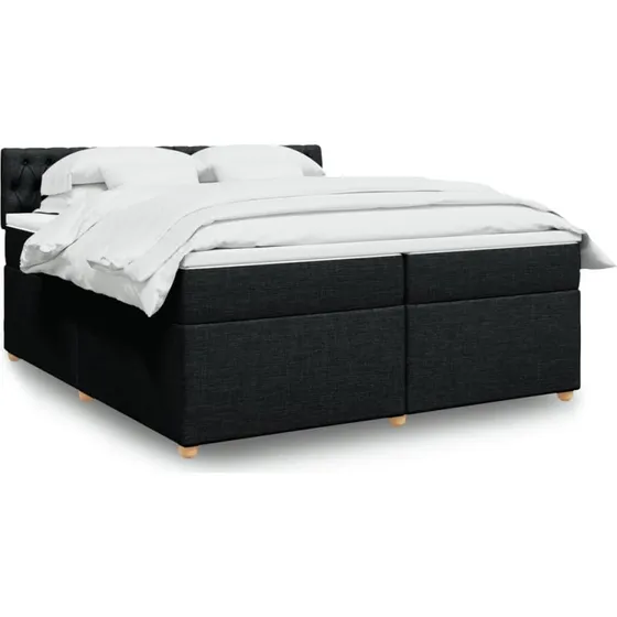 Kontinentalseng 200x200 cm med pocketmadras - sort stof