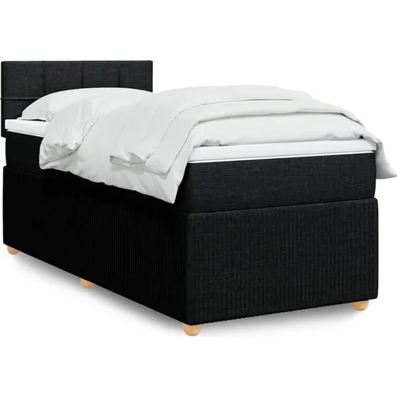 Kontinentalseng med pocketmadras 80x200 cm - Sort stof