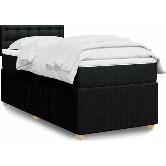 Kontinentalseng 90x200 cm med pocketmadras - sort stof
