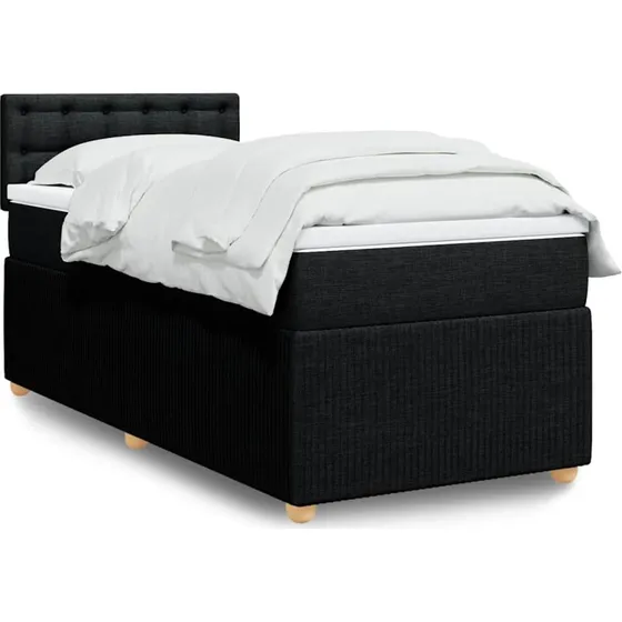 Kontinentalseng 100x200 cm med pocketmadras – sort stof