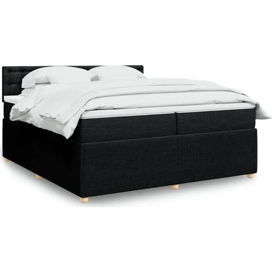 Kontinentalseng 200x200 cm med pocketmadras, sort stof